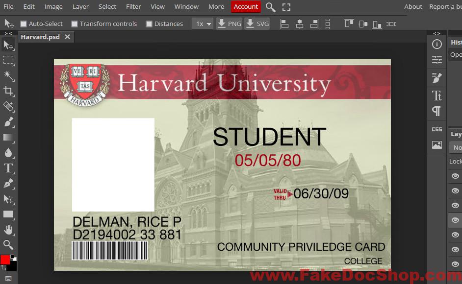 Harvard University ID Template – PSD Photoshop File
