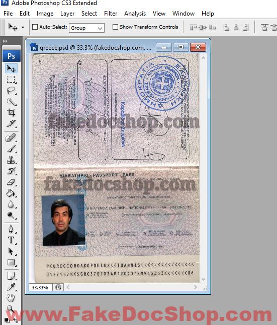 Greece Passport psd template