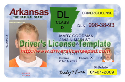 Arkansas Drivers License Template