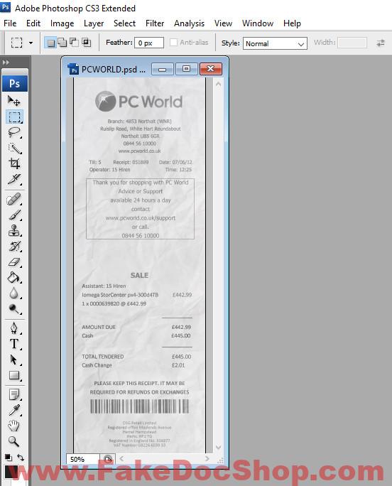 pc world receipt template psd file