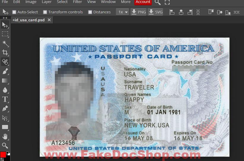 USA Passport Card Template