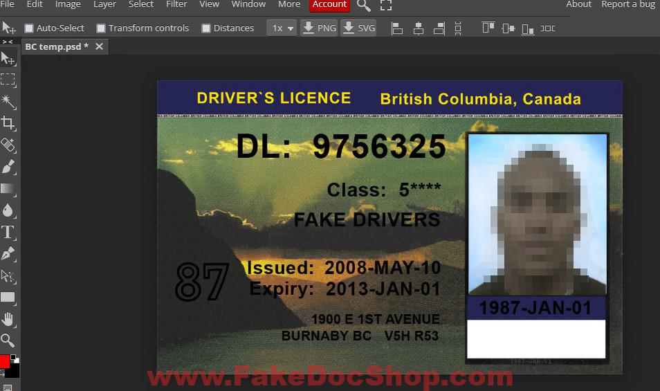 Canada BC Driving License Template