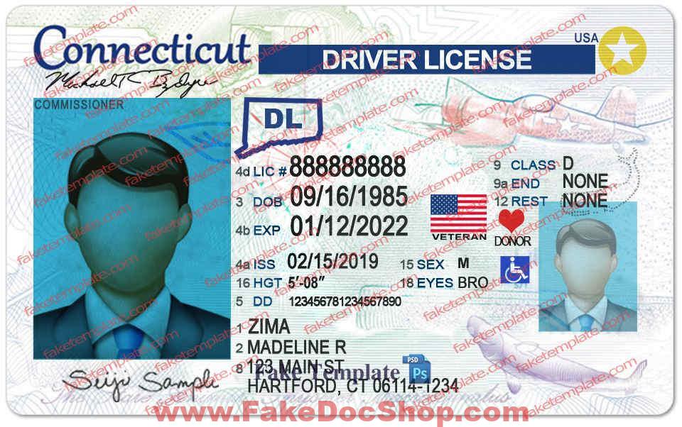 Connecticut Driver License Template free download