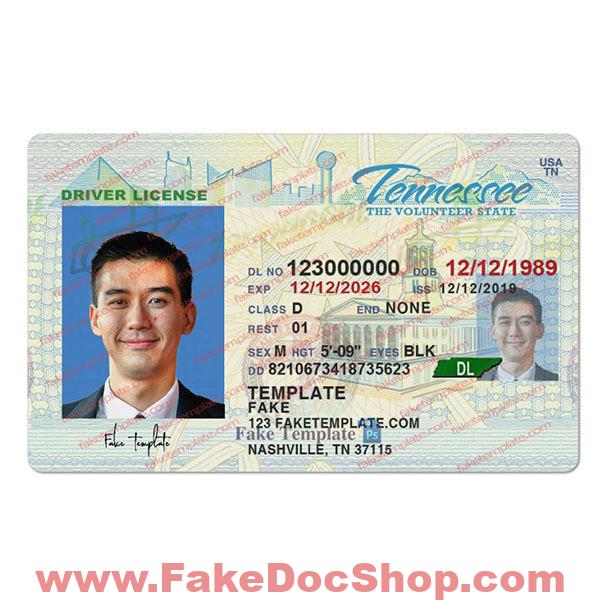 Fake Tennessee Drivers License Template PSD
