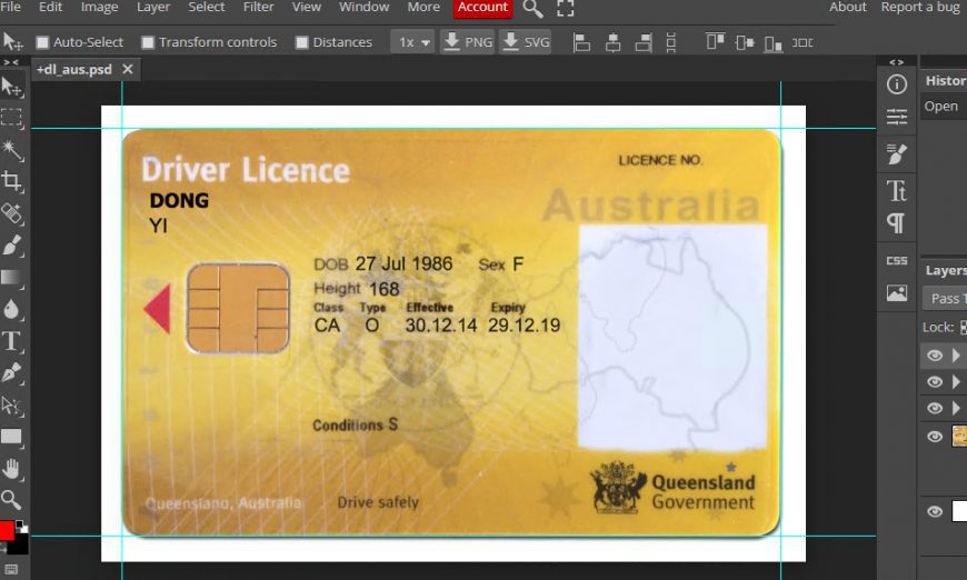 Queensland, Australia Driving Licence Template