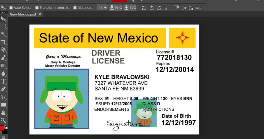 New Mexico Driver License Template