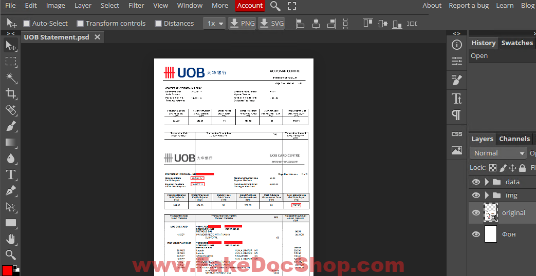 Uob Bank Statement template in psd format 1 Uob Bank Statement template