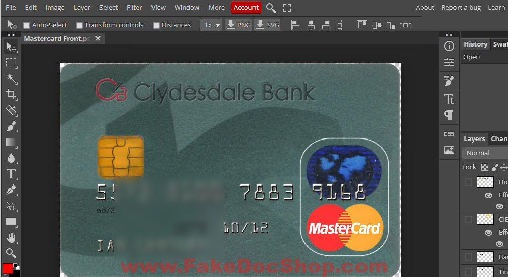 Clydesdale Bank master Card template