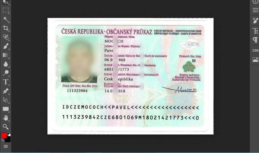 Czech Republic ID Card Template V3 In PSD Format