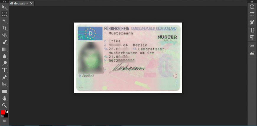 Germany Driver License Template In PSD Format