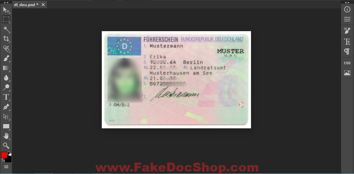 Germany Driver License Template In PSD Format