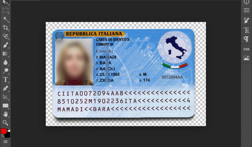 ITALY ID CARD Template In PSD Format