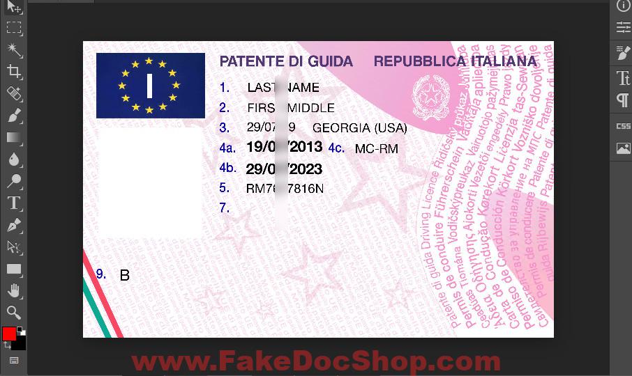 Italy Driver License Template In PSD Format