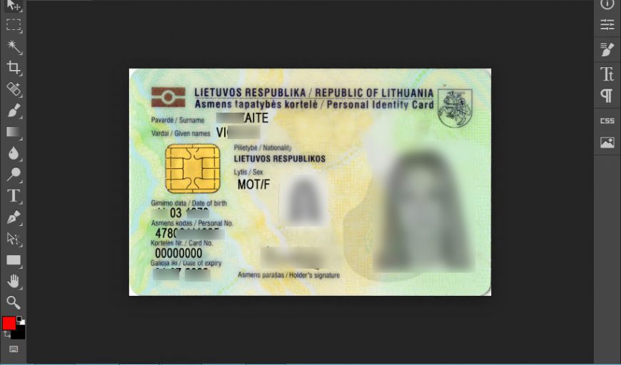Lithuania ID Card Template In PSD Format