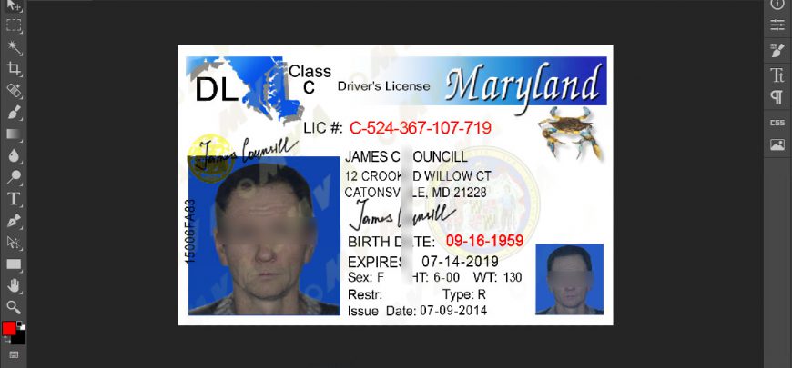 Maryland Drivers License Template In PSD Format