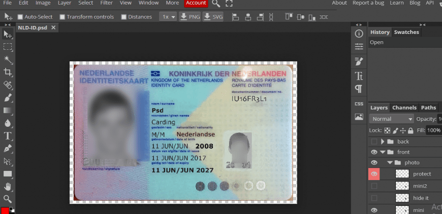 Netherlands ID Card Template Psd