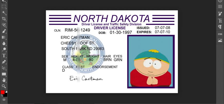 North Dakota Drivers License Template In PSD Format