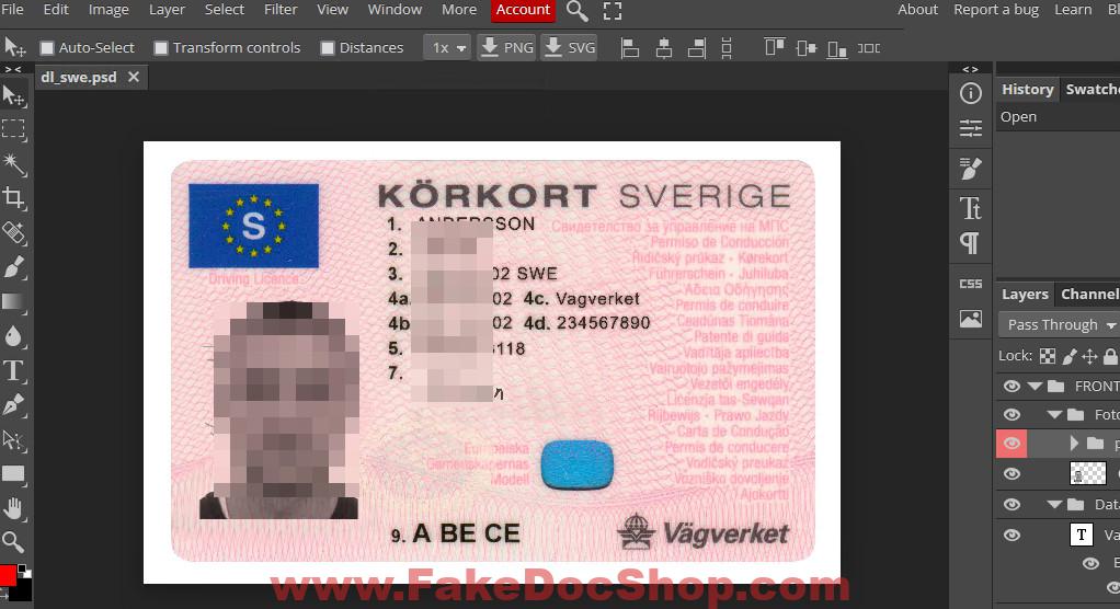 Sweden Drivers license Template Psd