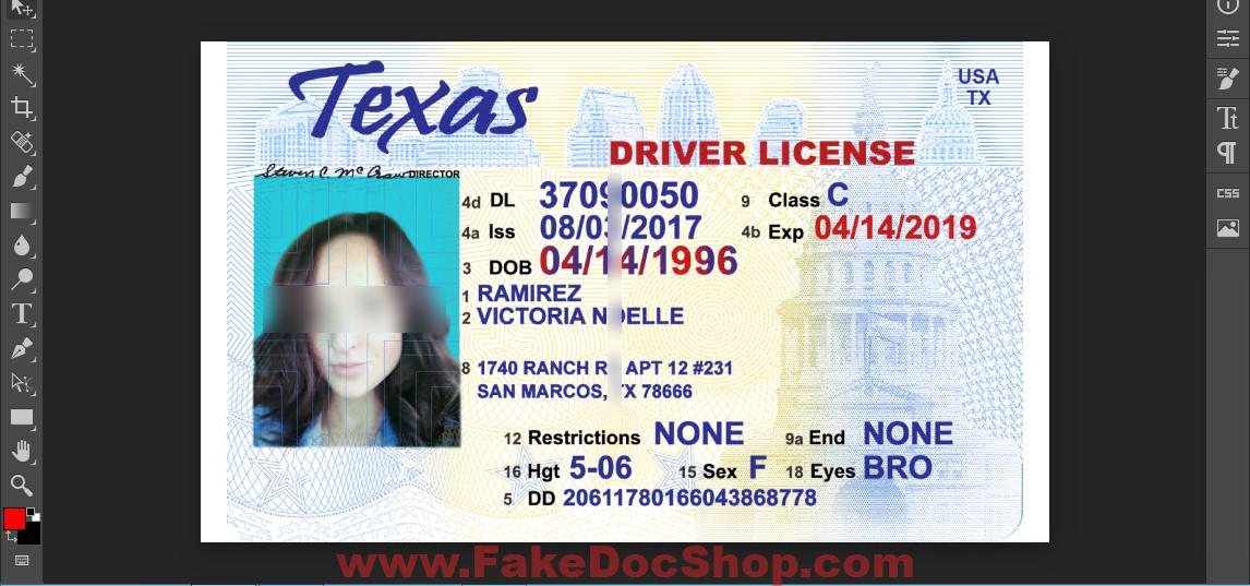Texas Driver License Template In PSD Format