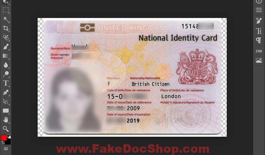 UK ID Card template In PSD Format