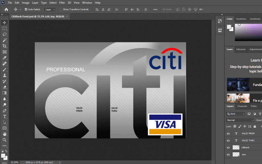 Citi Bank Credit Card psd template