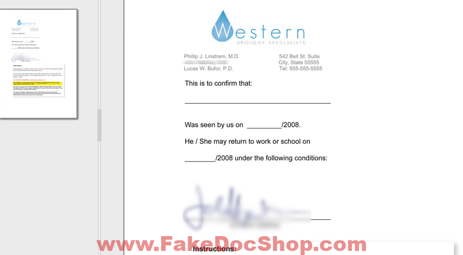 fake Urologist Note (Signed)