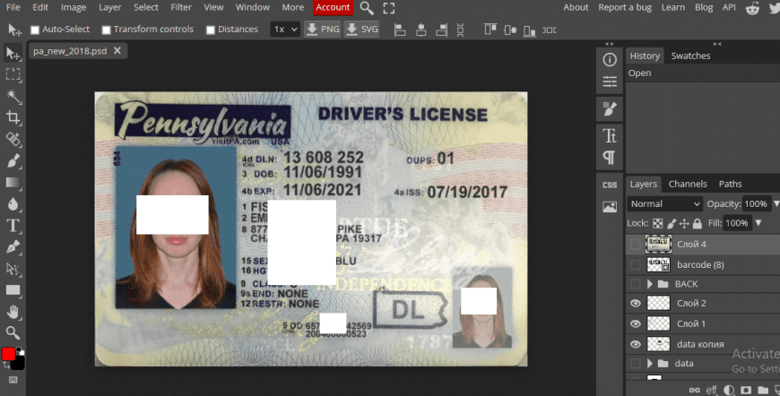 Pennsylvania Drivers License Template 2022 – PSD Format