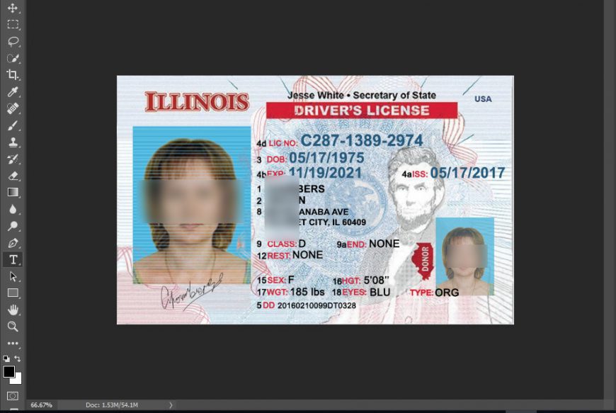 Illinois Driver License Template In PSD Format