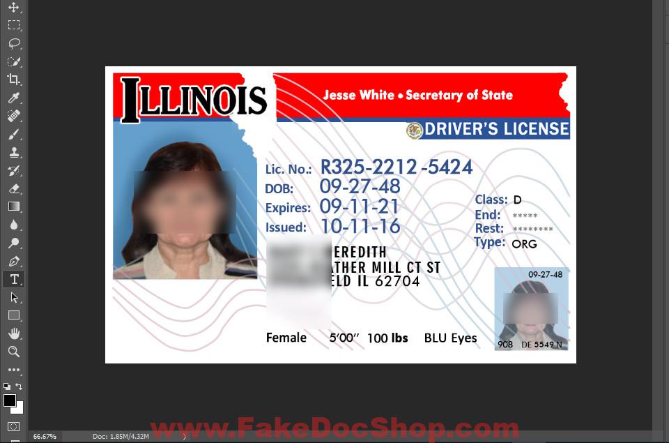 free illinois drivers license template psd