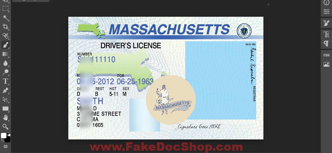 Massachusetts Driver License Template In PSD Format