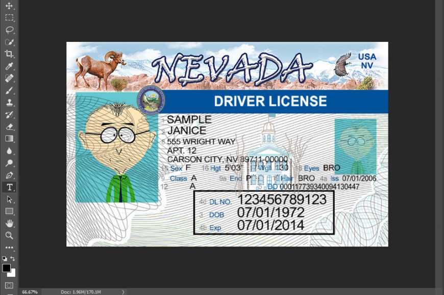 Editable Nevada Drivers License Template