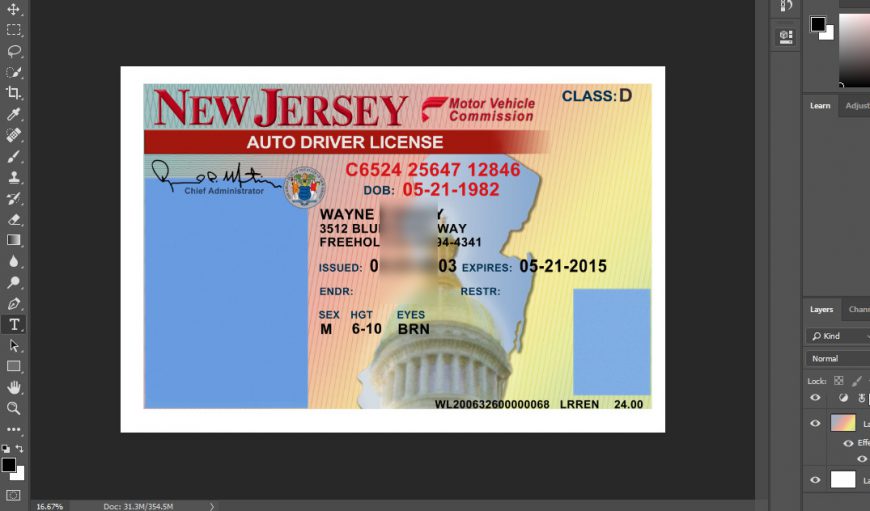New Jersey Drivers License Template In Psd Format