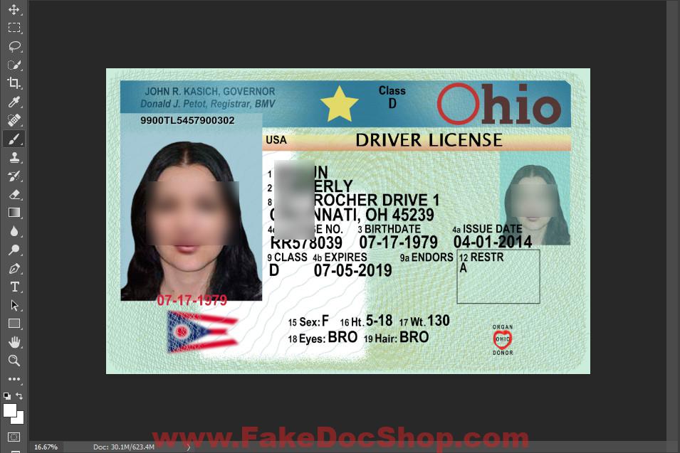 Ohio Driver License Template In PSD Format