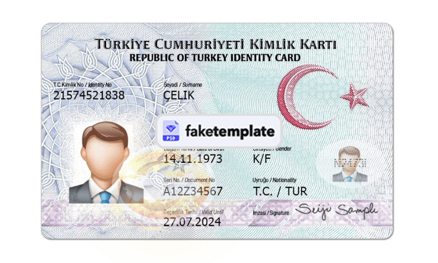 Turkey ID Card template psd