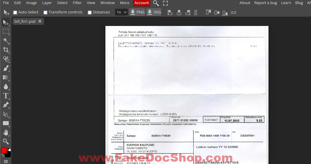 Finland Utility Bill psd Template v1: Finland Proof of address psd template 1 Finland Utility Bill psd Template