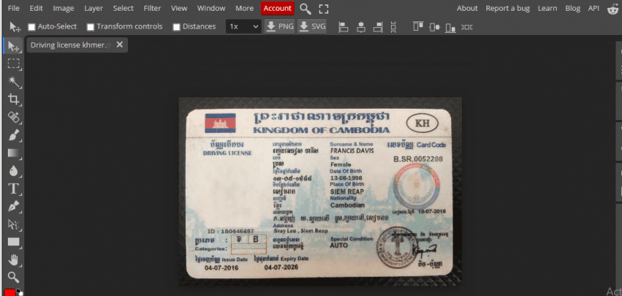 Cambodia driving license
