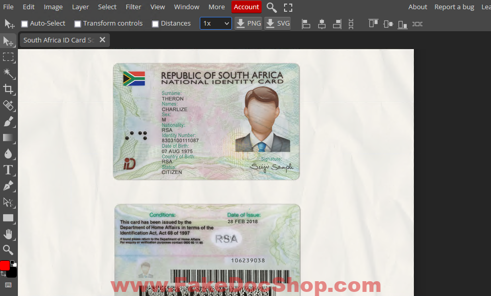South Africa ID Card Template Psd 1 South Africa