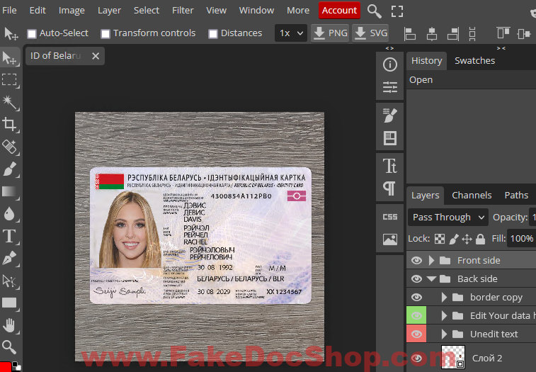 Belarus ID Card template psd