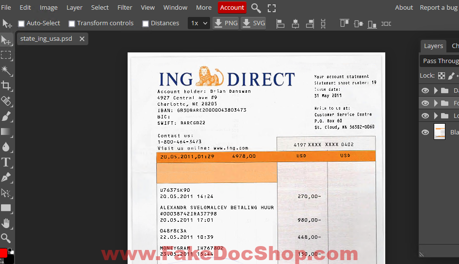 ING Bank Statement Template Psd