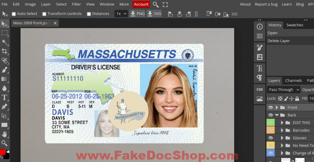 Massachusetts Driving Licence Template Psd Fakedocshop