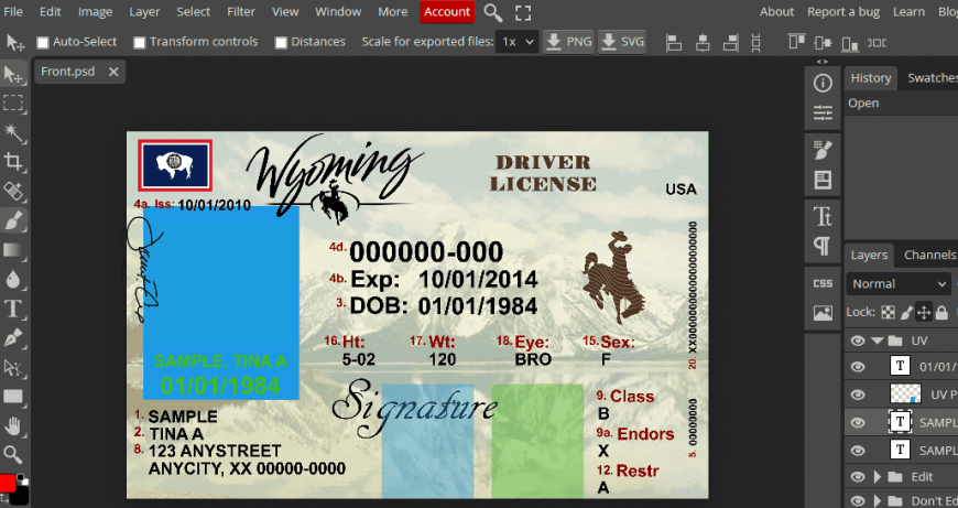 Wyoming Driver License Psd Template