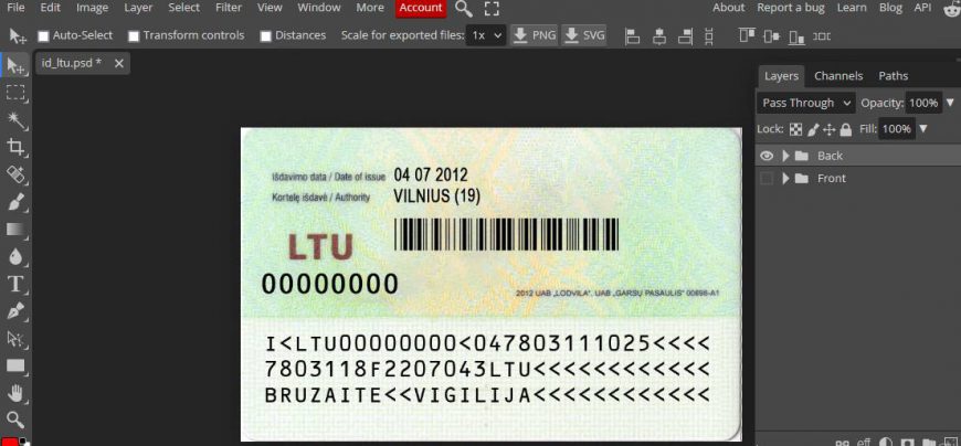 Lithuania fake ID CARD Psd Template