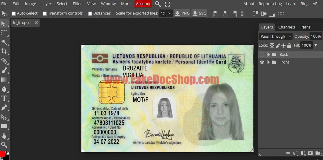 Lithuania fake ID CARD Psd Template