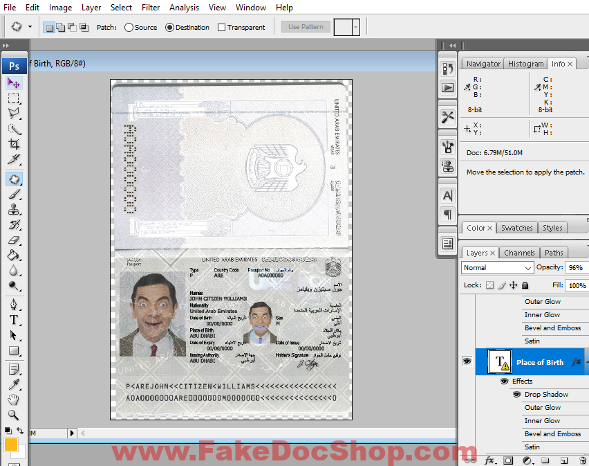 UAE United Arab Emirates passport template in PSD format