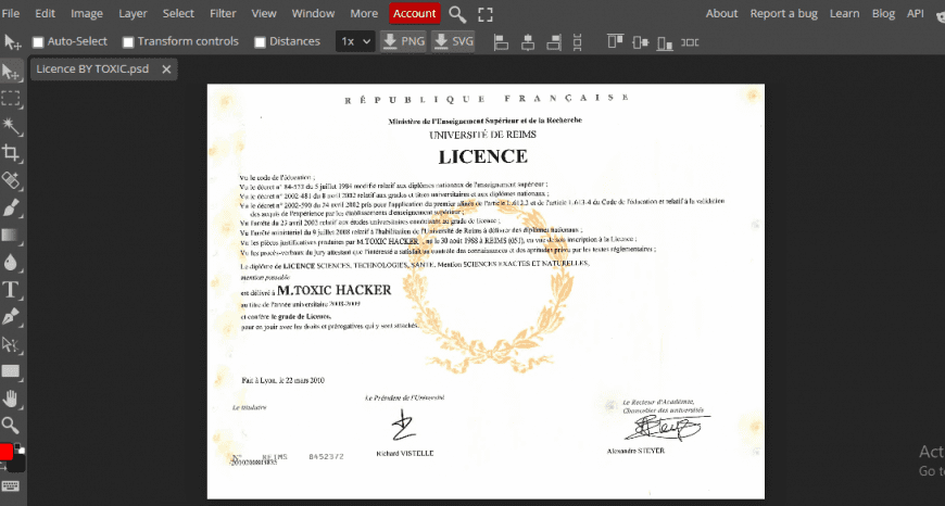 fake france licence collage documents psd