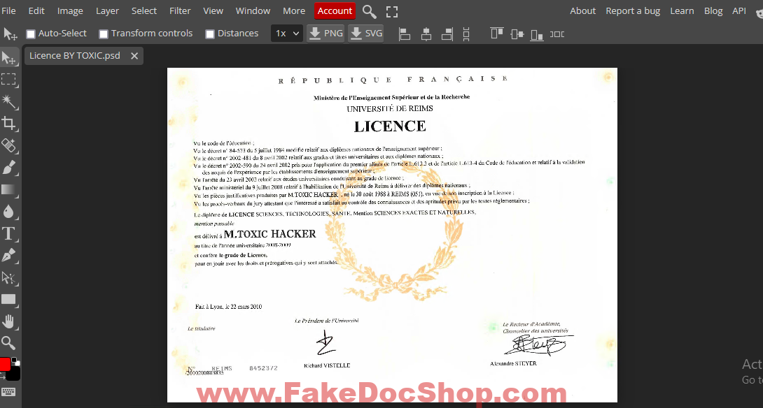 fake france licence collage documents psd