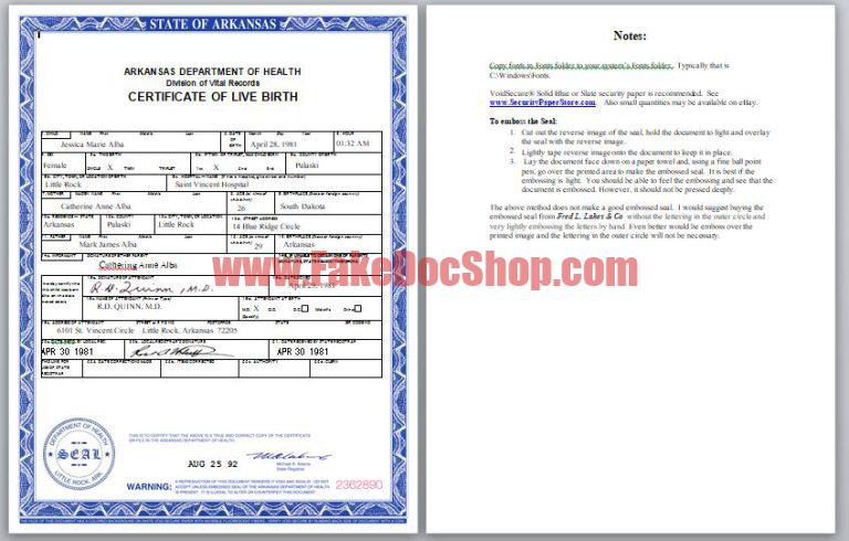 certified copy of birth certificate arkansas