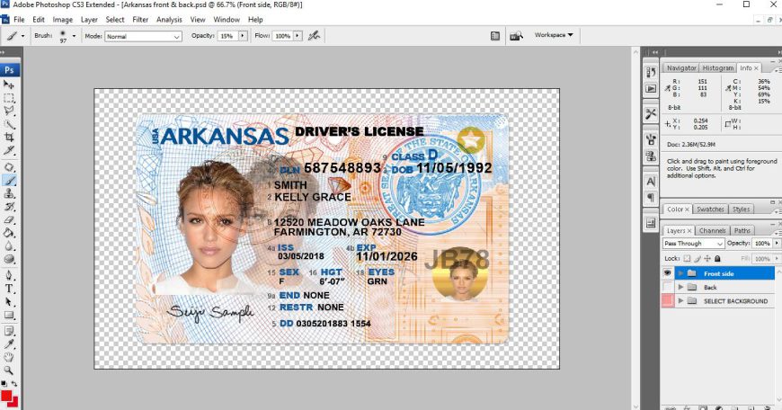 New Arkansas driver license Psd Template