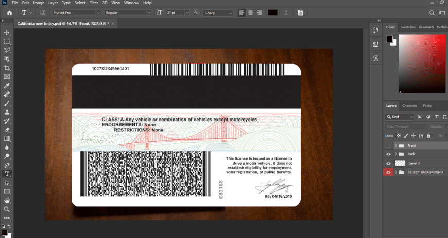 California Driver License Psd Template v3