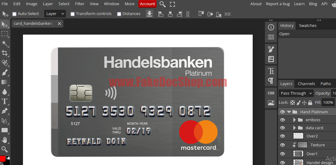 Norway Handelsbanken mastercard fully editable template in PSD format